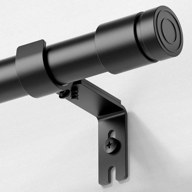 Kuianroll Heavy Duty Curtain Rods for Windows 66 to 120 Inch, 1 inch Diameter Long Curtain Rod with Brackets,Adjustable Black Curtain Rod for Living room,Bedroom(Black,30" to 120")
