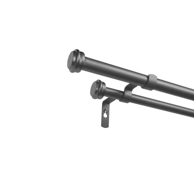 66"x120" Topper Dr Window Curtain Rod with Flat Cap Finial Set Gunmetal - Exclusive Home