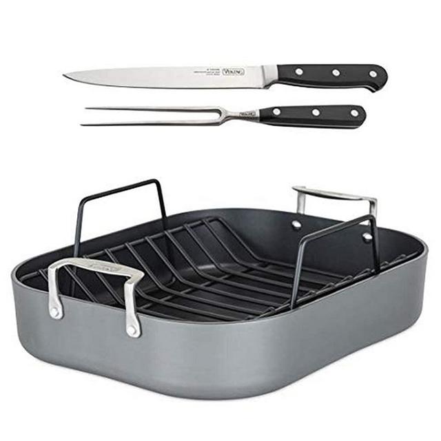 Viking Hard Anodized Nonstick Roaster w/ Race & BONUS Carving Set