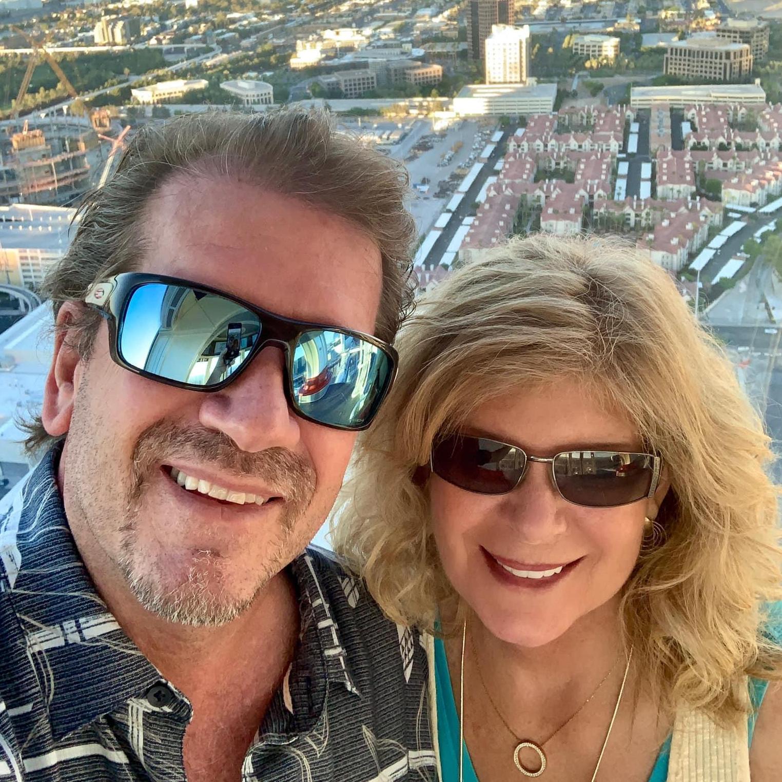 High in the sky over Las Vegas Nevada.
