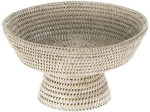 KOUBOO La Jolla Rattan Fruit Fruuit Bowl, 10.5 inches x 10.5 inches x 6 inches, White Wash
