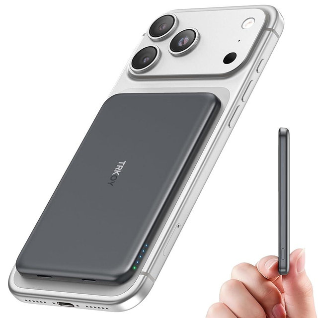 for Magsafe Portable Charger,5000mAh Slim Wireless Magnetic Power Bank with USB C Charging,Travel Essential for Magsafe Battery Pack Compatible with iPhone 17/16/15/14/13/12 Series,Graphite Gray