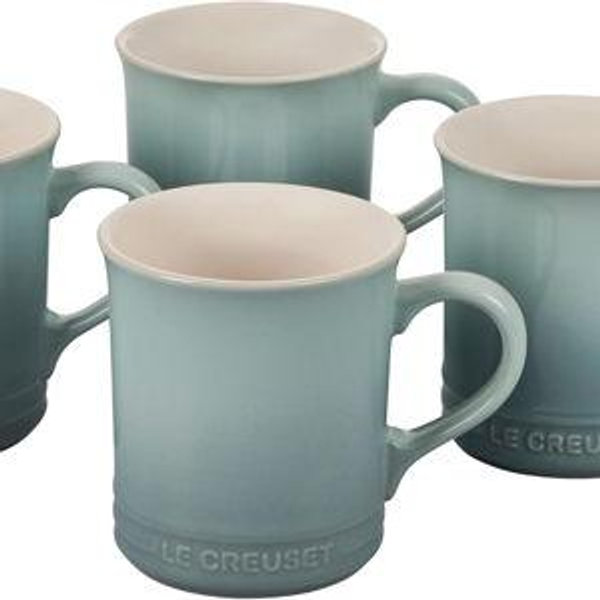 Le Creuset Stoneware Set of 4 Mugs, 14 oz. each, Sea Salt
