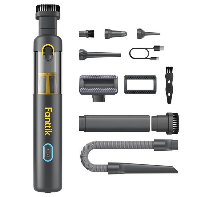 Fanttik Slim V8 Apex Car Vacuum, 19000PA High Power, 4 in 1 Portable Mini Vacuum, 2.5H Type-C Fast Charge, Up to 40 Mins Runtime, RobustClean™ Handheld Vacuum for Car, Home, Keyboard Cleaning, Gray