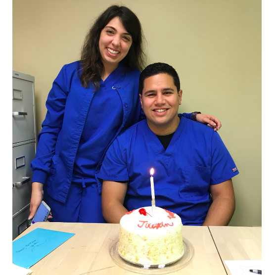 Celebrating Justin birthday at work. In one point of our journey we worked together at a gastroenterology clinic. I was Check in & he was Check out. (2017)