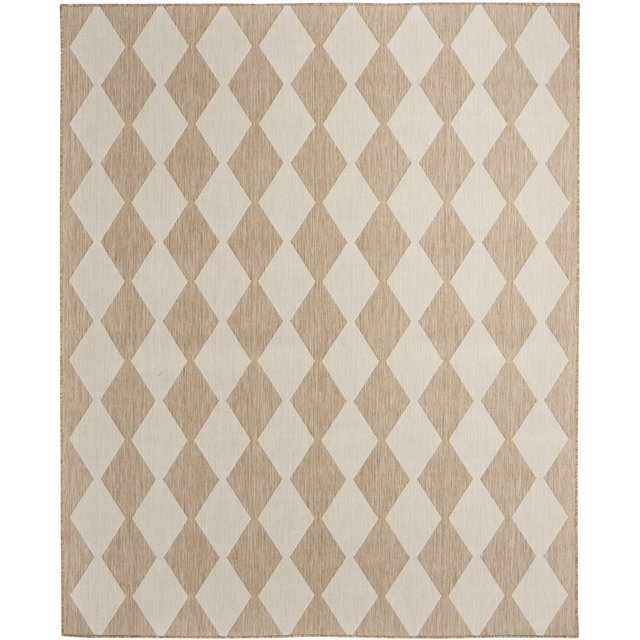 Nourison Positano 5' x 7' Jute Diamond Modern Flatweave Indoor/Outdoor Rug