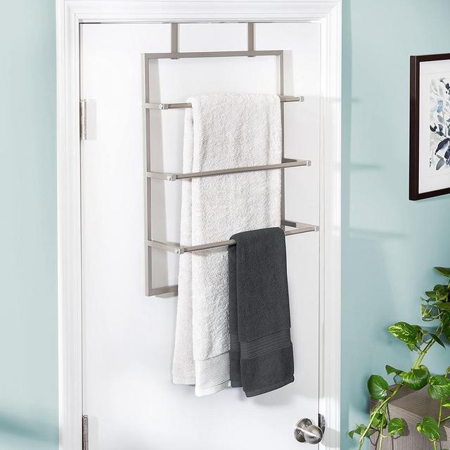 Honey-Can-Do Over-The-Door 3-Tier Towel Rack BTH-08458 Satin Nickel