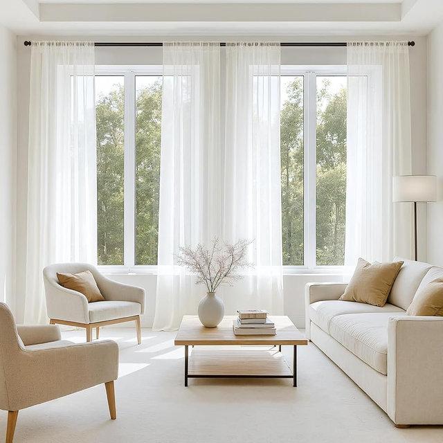 MIULEE Ivory Sheer Curtains 84 Inches Long, 4 Panels Set, Light Filtering Rod Pocket Voile Drapes for Living Room and Bedroom, Airy Soft Fabric Window Treatments, 42 x 84 Inches