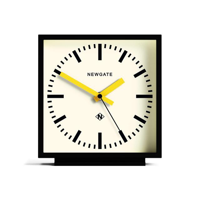 NEWGATE® Amp Silent Sweep Mantel Clock - 'No Tick' - A Modern Mantelpiece Clock - Clocks for Living Room - Office Clock - Desk Clock - Mantel Clocks - Station Dial (Yellow Hands)