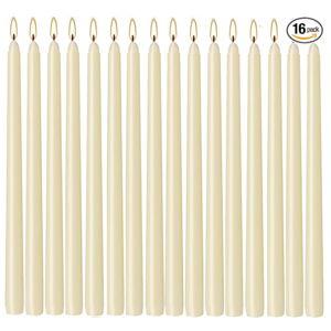 16 Pack Ivory Taper Candles, 7-8 Hours Burn Time, Unscented, Smokeless and Dripless, 4/5 x 10 Inch for Christmas,Household,Dinner,Wedding,Valentine's Day,Party and Home Décor Candlesticks