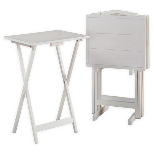 Powell Libson Folding Tray Tables in White (Set of 4)