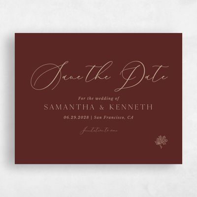 Maroon, Red Wedding Save the Date - Mapleton Landscape