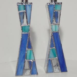 Custom Handmade Stained Glass Shabbat Candlesticks