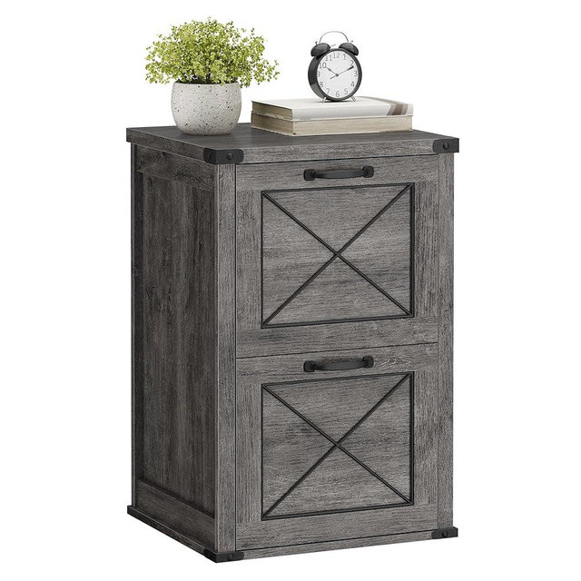 VASAGLE File Cabinet, Filing Cabinet with 2 File Drawers, Printer Stand, Fit A4, Letter Size, Hanging File Folders, Modern Farmhouse Style, for Home Office, Misty Gray UOFC048G01