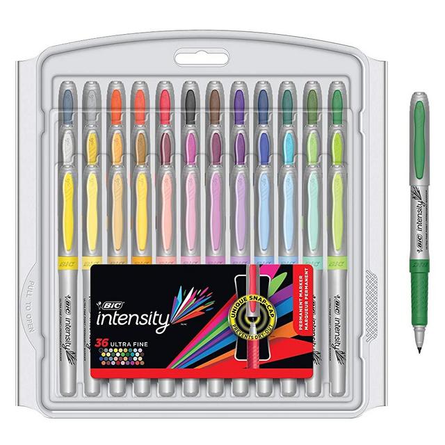 BIC Marking Fashion Permanent Marker, Ultra Fine Point, Assorted Colors, 36-Count