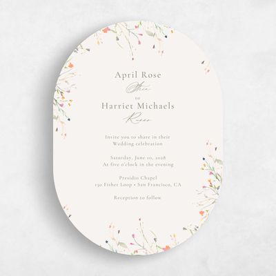 Beige Oval Wedding Invitation - Caramella Portrait