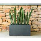 Large 31 in. L Charcoal Lightweight Concrete Modern Long Low Outdoor Planter