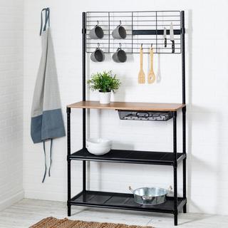 Bakers Rack with Cutting Board & Hanging Storage