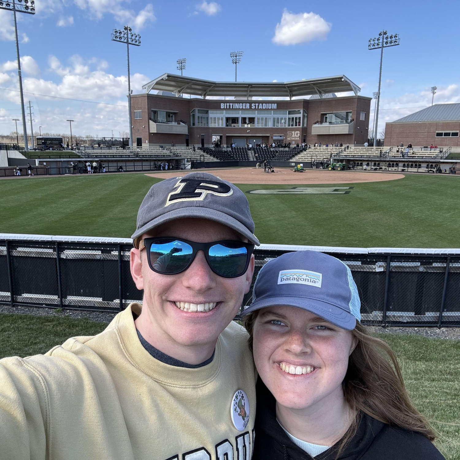 The wonderful couple at a Purdue softball game. Camille played softball growing up and enjoyed being able to watch a couple of Purdue softball games in college.