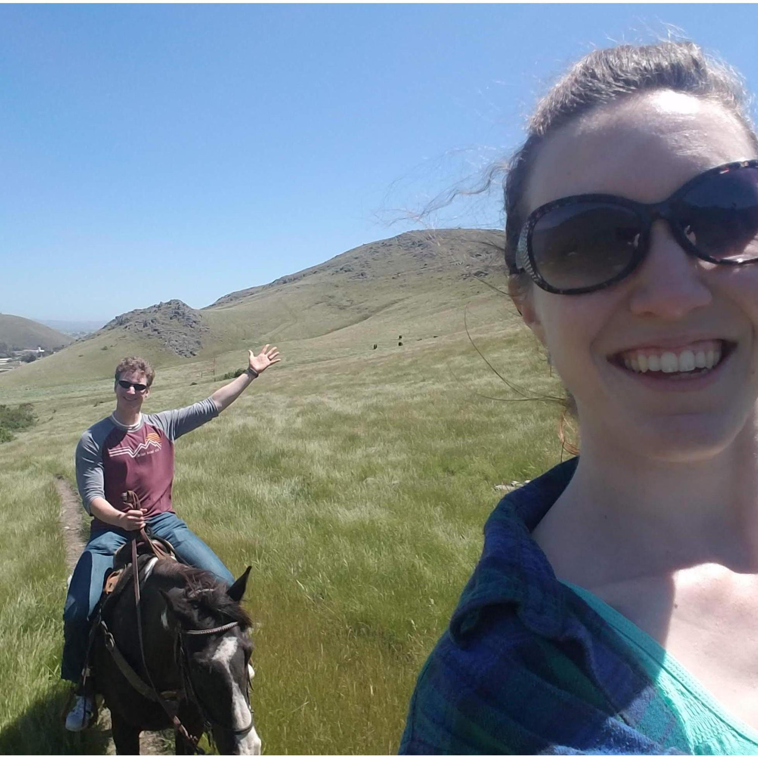 On our "mini moon" at the gorgeous Madonna Inn, we splurged and went horesback riding along cow-spotted hills. Stuart was a natural!