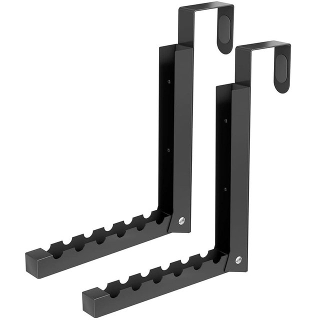 BAKON Over The Door Hanger Folding Clothes Drying Rack, Folding Hanging Coat Rack for Indoor Laundry Room Compact Small Space Foldable Portable Clothing Hanger Hook Collapsible- 2 Pack(Black)
