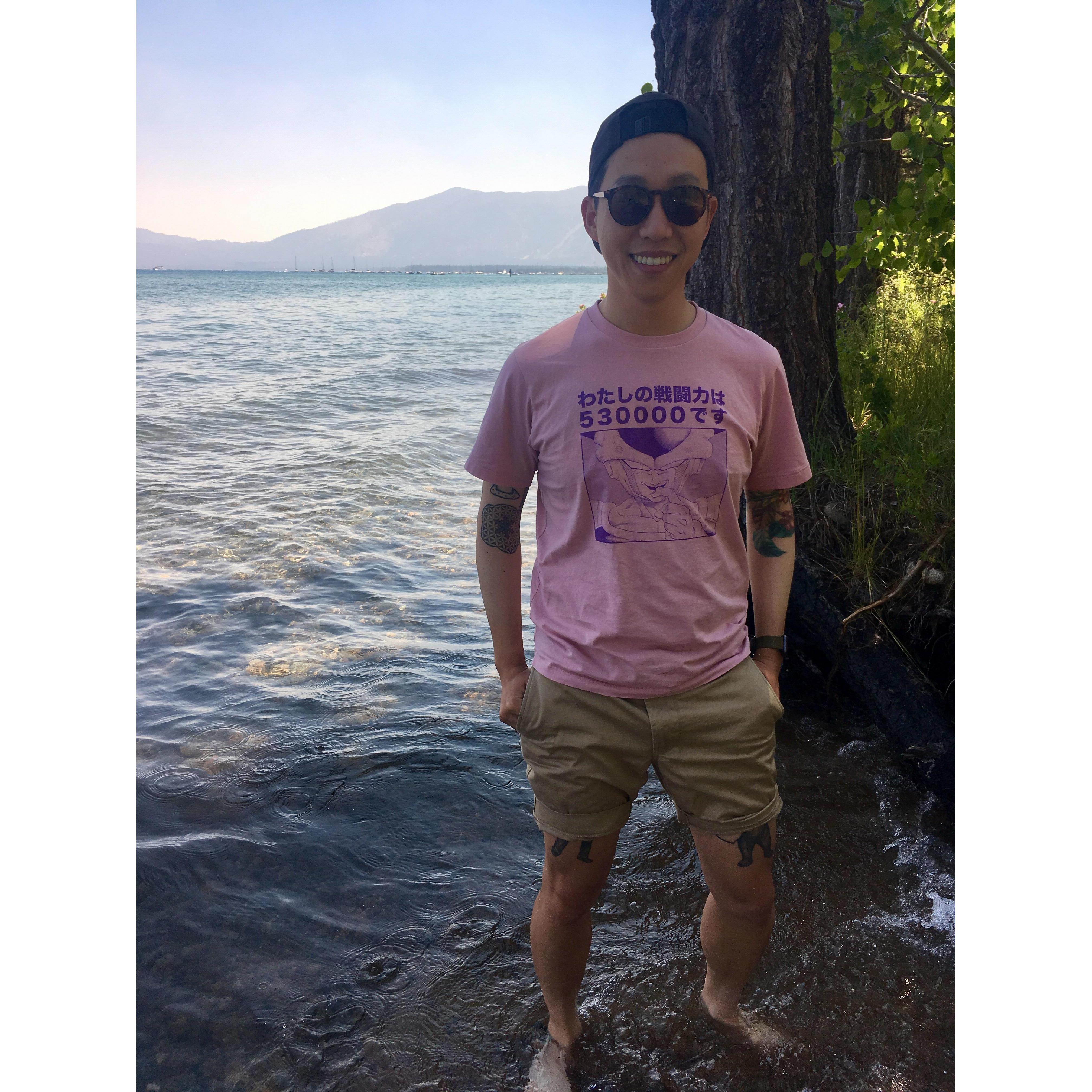 Dipping toes in Lake Tahoe!