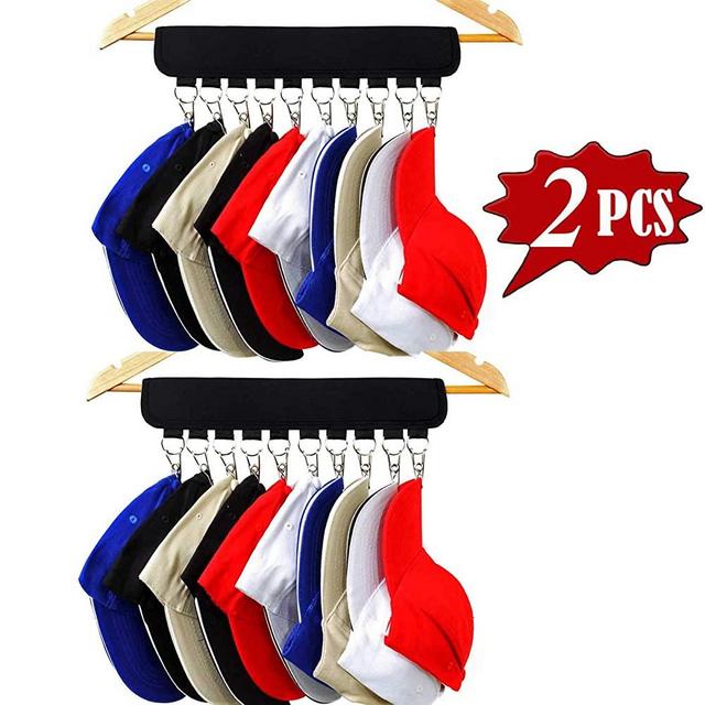 XJunion Cap Organizer Hanger, 10 Baseball Cap Holder, Hat Organizer for Closet - Change Your Cloth Hanger to Cap Organizer Hanger - Keep Your Hats Cleaner Than a Hat Rack