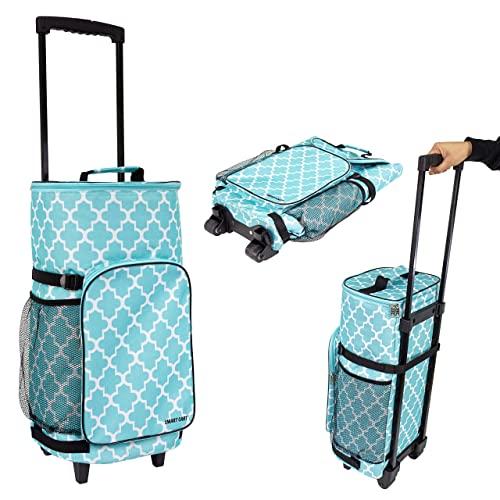 dbest products Ultra Compact Smart Cart Cooler Extended Insulated Collapsible Rolling Tailgate BBQ Beach Summer, Moroccan Tile