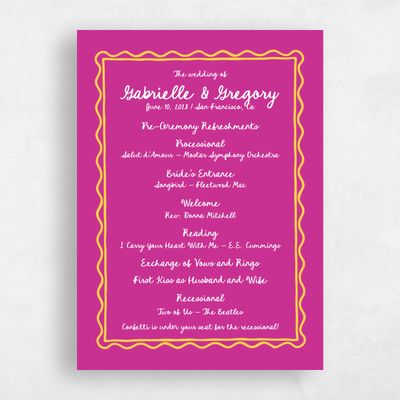 Fuchsia, Pink Wedding Program - Nyssa