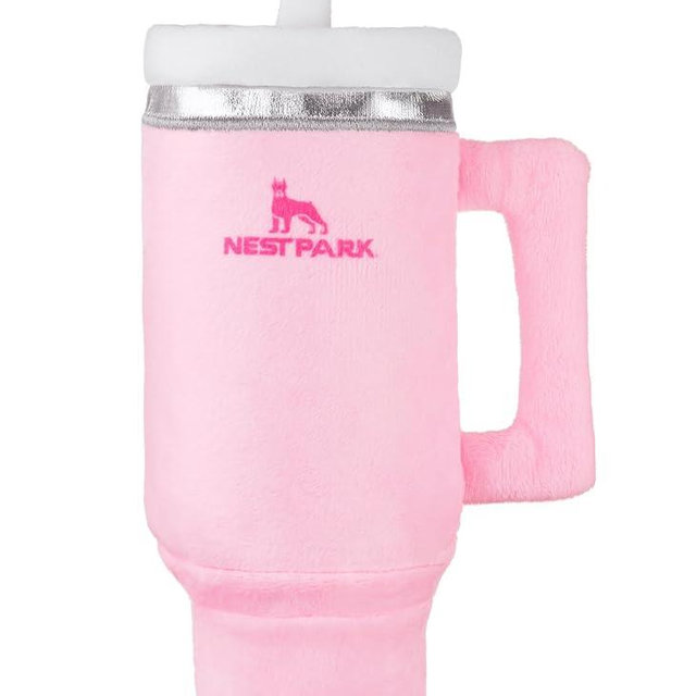 Nestpark Tumbler Cup Funny Dog Toy - Parody Plush Squeaky Crinkle Dog Toy (Pink Dusk)