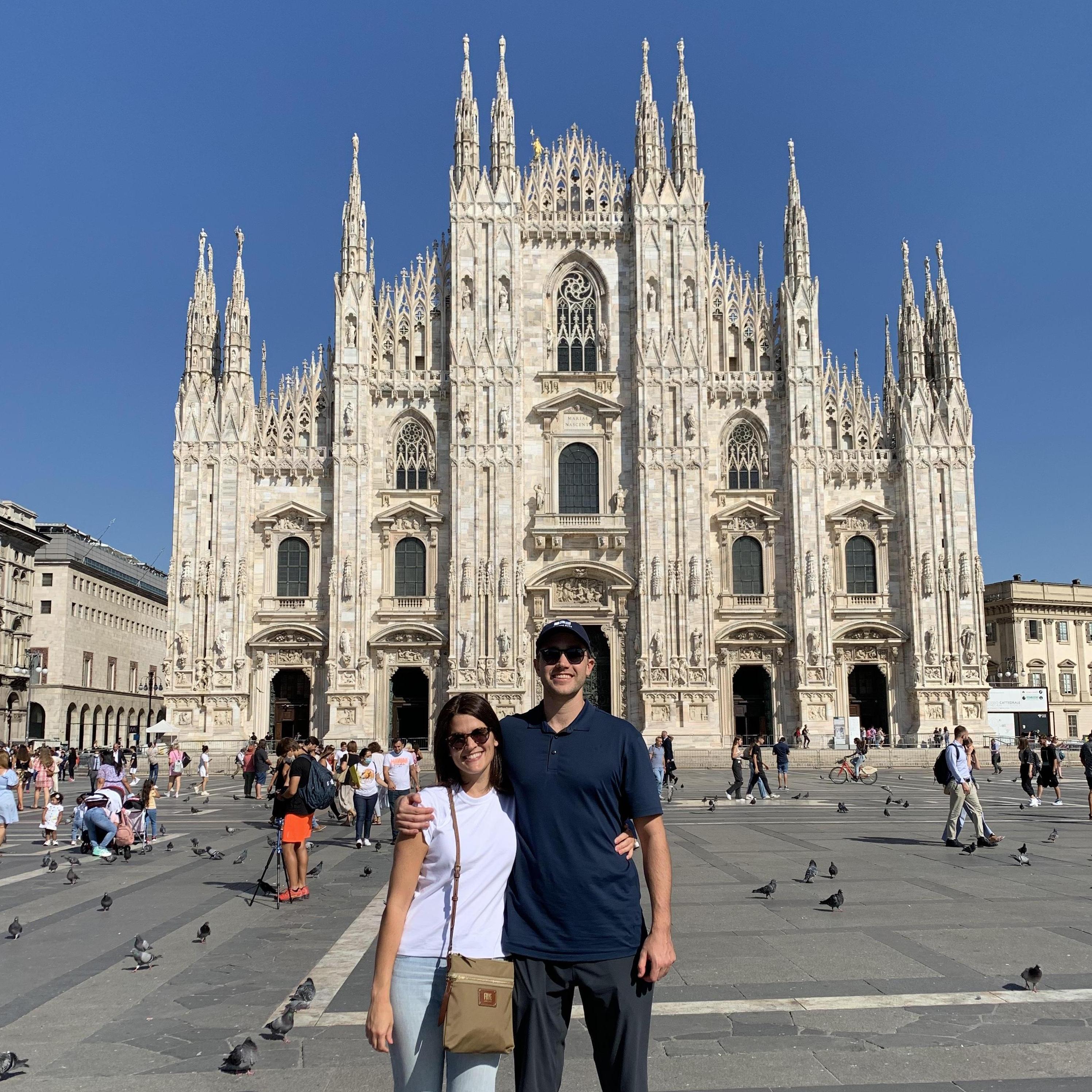 Outside the Duomo in Milan