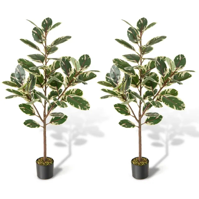 Costway 4.3 FT Artificial Bird of Paradise Plant 2 Pack Fake Banana Leaf Potted Tree