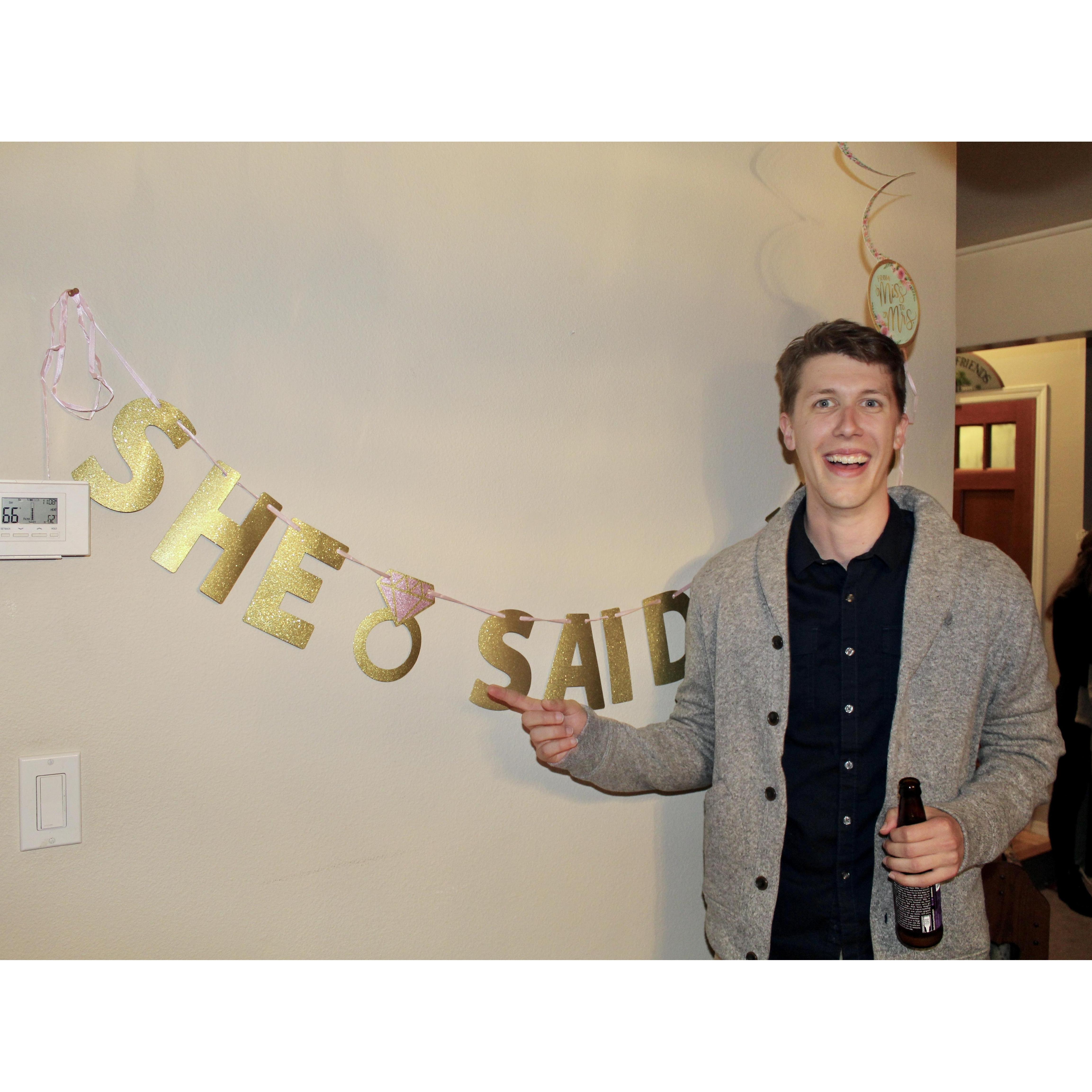 After the proposal, Nate threw a surprise party for Taylor. She was shocked!