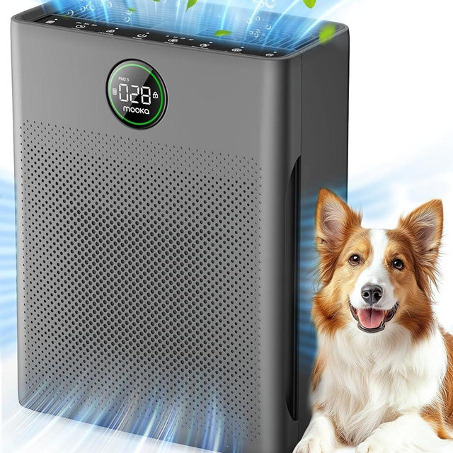 Air Purifiers for Home Large Room up to 2200sq.ft, MOOKA Air purifier for Home Pets with Washable Filter, PM 2.5 Display Air Quality Sensor Air Cleaner for Bedroom, Dorm room, Pets, Office, PR1