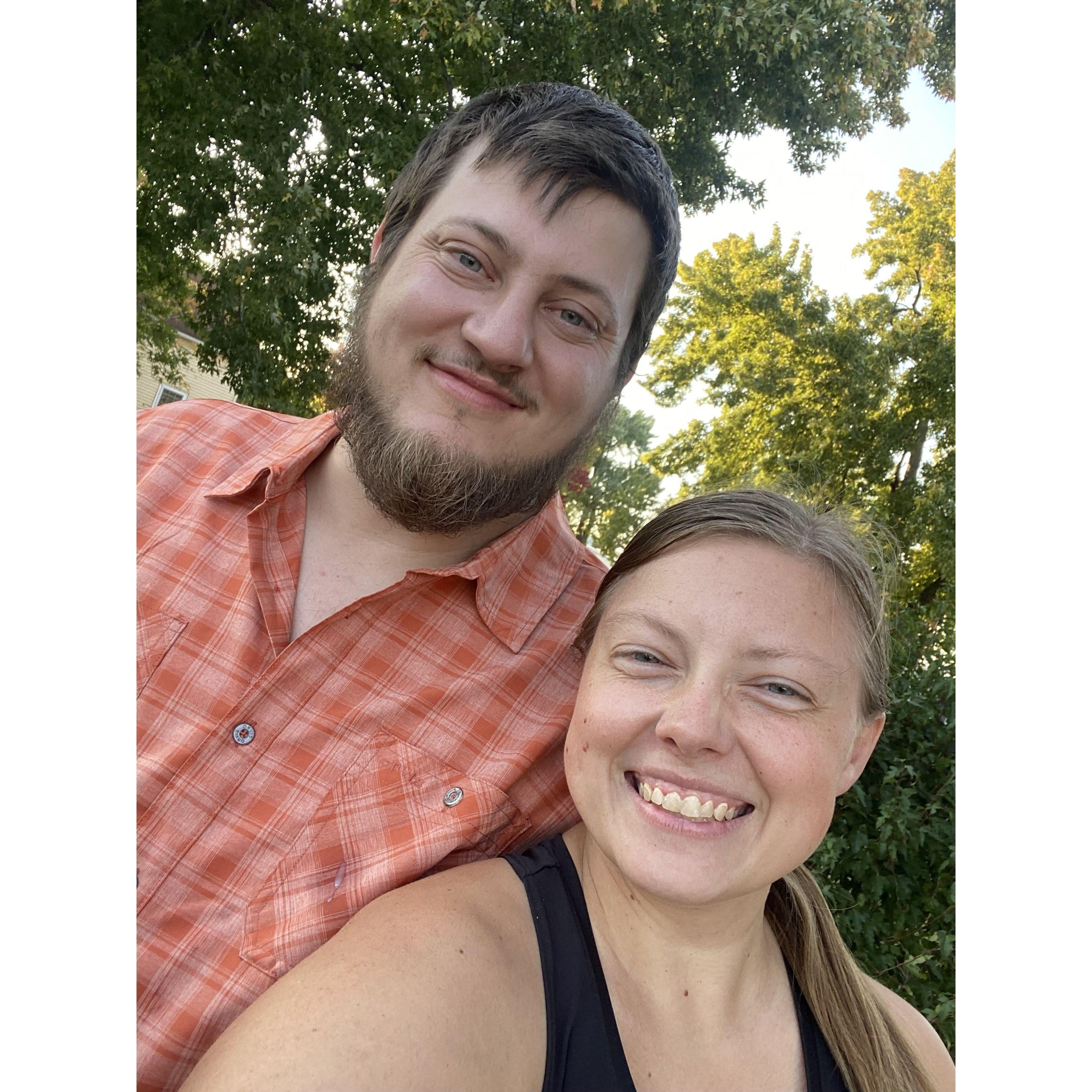 Kyle coming to the rescue to help with a painting project because Anna couldn't reach . . . even with using the ladder ;)