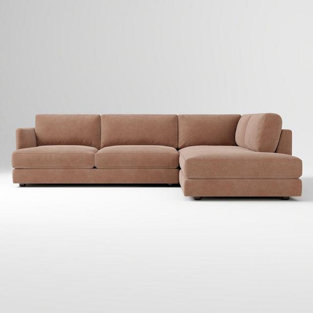 Haven 2-Seat 2-Piece Right Bumper Chaise Sectional, Performance Modern Chenille Rosewood