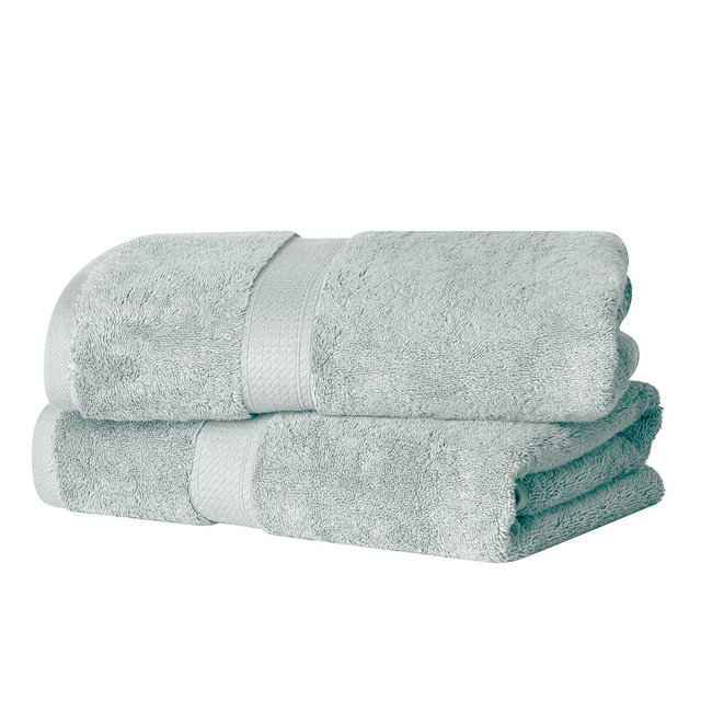 SUPERIOR Egyptian Cotton Pile Bath Towel Set of 2, Ultra Soft Luxury Towels, Thick Plush Essentials, Absorbent Heavyweight, Guest Bath, Hotel, Spa, Home Bathroom, Shower Basics, Sea Foam