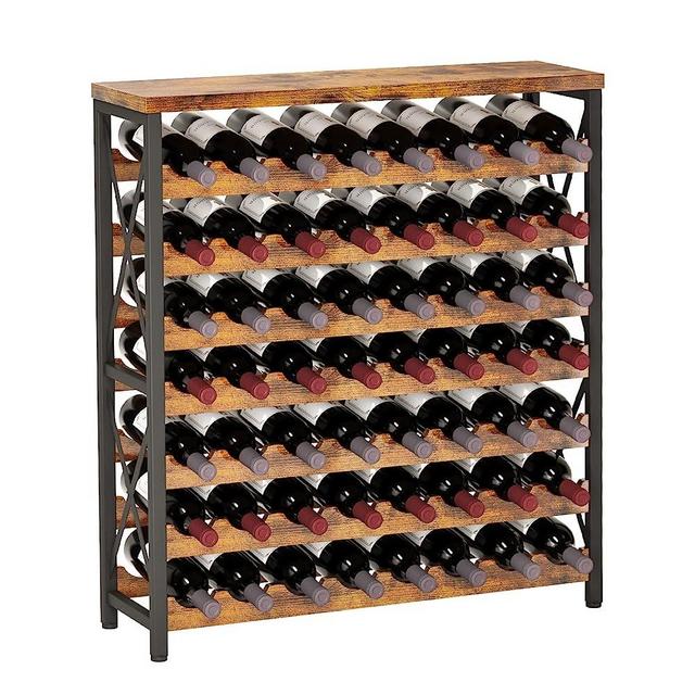 Homeiju 56-Bottle Freestanding Wine Rack, Wooden Wine Rack Storage Shelf, Stackable Wine Bottle Rack with Tabletop for Living Room,Kitchen or Wine Cellar