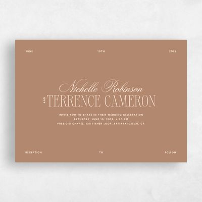 Camel, Brown Wedding Invitation - Solange Landscape