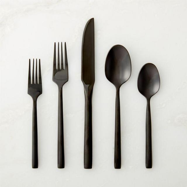 20-Piece Essence Brushed Black Flatware Set