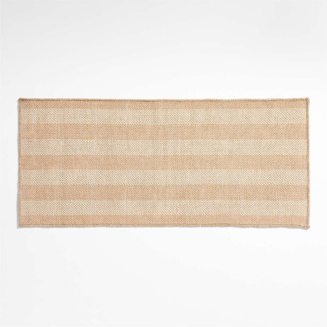 Stripe Performance Ivory and Natural Indoor/Outdoor Double Doormat 24"x57"