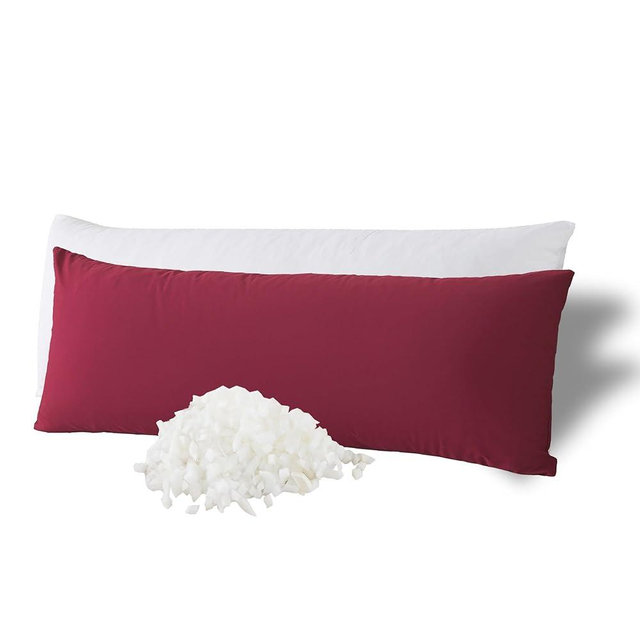 WhatsBedding Memory Foam Body Pillow with Breathable Zippered Cotton Cover, Full Body Pillow for Adults, Long Pillow for Sleeping, Firm Body Pillow Fluffy Supportive, Burgundy Red