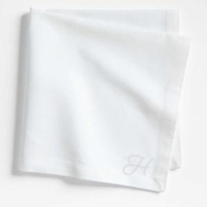 Personalized Initial "H" - Aspen Crisp White Organic Cotton Napkin Set of 8