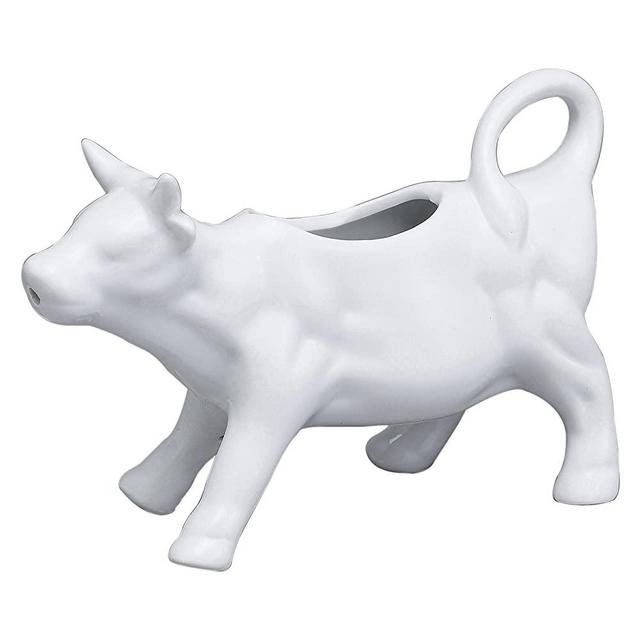 HIC Harold Import Co. 82-234 Cow Creamer with Handle, Fine White Porcelain, 6-Ounce