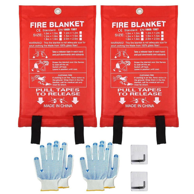 Vnmkp Home Emergency Fire Blankets 40“ x 40” Fiberglass Fire Blankets Essential Emergency Fire Blankets for Home and Kitchen 2 Packs