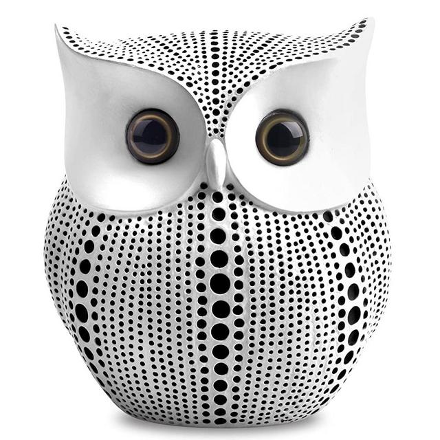 Owl Statue Decor (White) Small Crafted Buho Figurines for Home Decor Accents, Living Room Bedroom Office Decoration, Buhos Bookself TV Stand Decor - Animal Sculptures Collection BFF for Owls Lovers