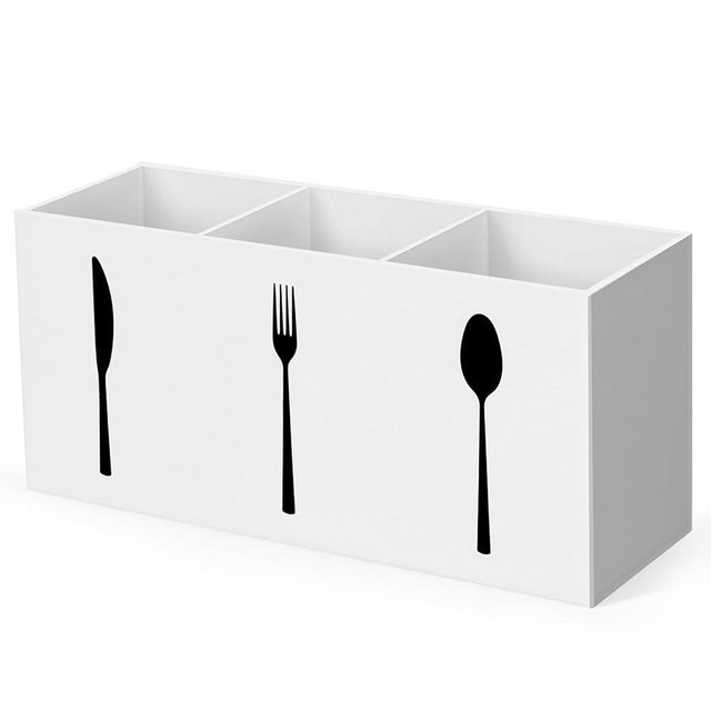 Hxezoc White Acrylic Cutlery Storage Organizer, Plastic Silverware Caddy 3 Section Tableware Holder for Kitchen Indoor Outdoor Decoration Supplies