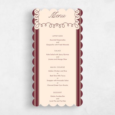 Red Scalloped Wedding Menu - Imogen