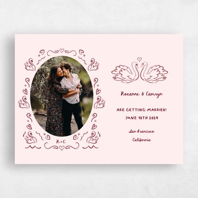 Light Burgundy, Pink Wedding Save the Date - Somero Photo