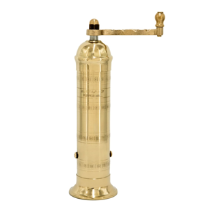 The Original Greek Pepper Mill 8 Inch Tall | European Pepper Mill Grinder with Crank Handle | Manual Pepper Grinder | Peppercorns Refillable - Brass